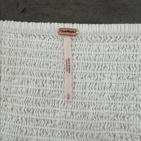 Free People Leave It To Me Babydoll Top Cotton in Ivory Square Neckline Size L - Picture 7 of 12